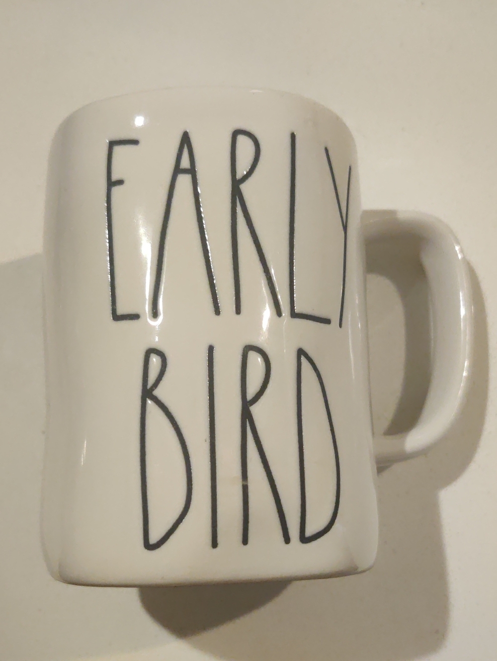 Rae Dunn LL "EARLY BIRD" White Ceramic Mug....NEW